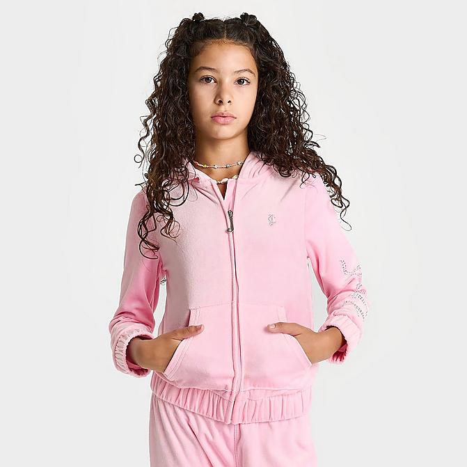 GIRLS' JUICY COUTURE PLUSH VELOUR FULL-ZIP HOODIE