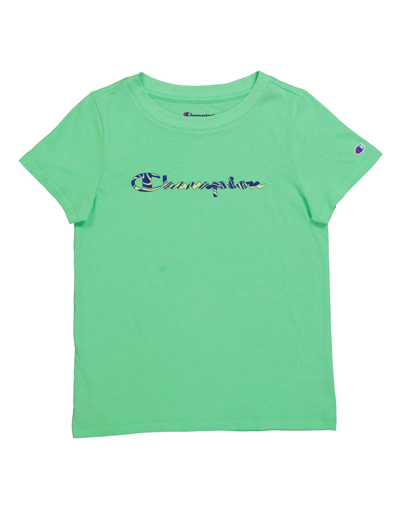 Big Girls' Crew T-Shirt, Marble Script