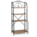 4-Tier Industrial Kitchen Baker's Rack with Open Shelves and X-Bar