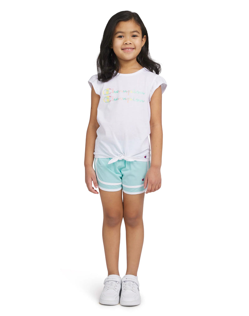 Little Girls’ Flutter Sleeve Tie-Front T-Shirt & Shorts Set