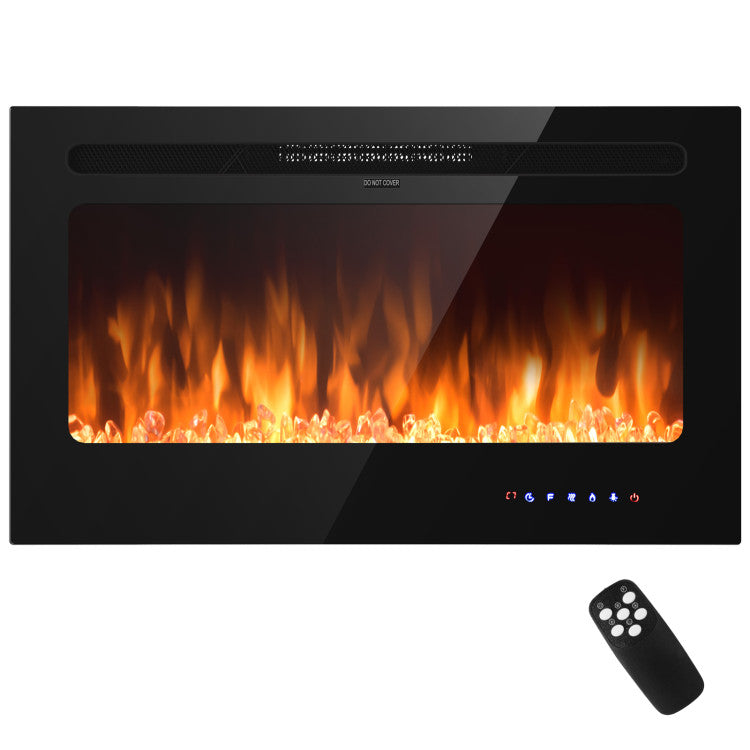 36 Inch Electric Fireplace Insert Wall Mounted with Timer