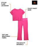 RBX Girls' Leggings Set - 2 Piece Ribbed T-Shirt and Flare Leg Yoga Pants - Athleisure Wide Leg Pants (7-12)