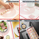 Large Silicone Pastry Mat Extra Thick Non Stick Baking Mat with Measurement Fondant Mat, Counter Mat, Dough Rolling Mat, Oven Liner, Pie Crust Mat (16''(W)24''(L))