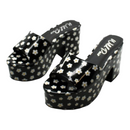 WILD PAIR Womens Black Floral 2" Platform Slip Resistant Goring Cushioned Melborne Round Toe Block Heel Slip On Heeled Sandal 5 M