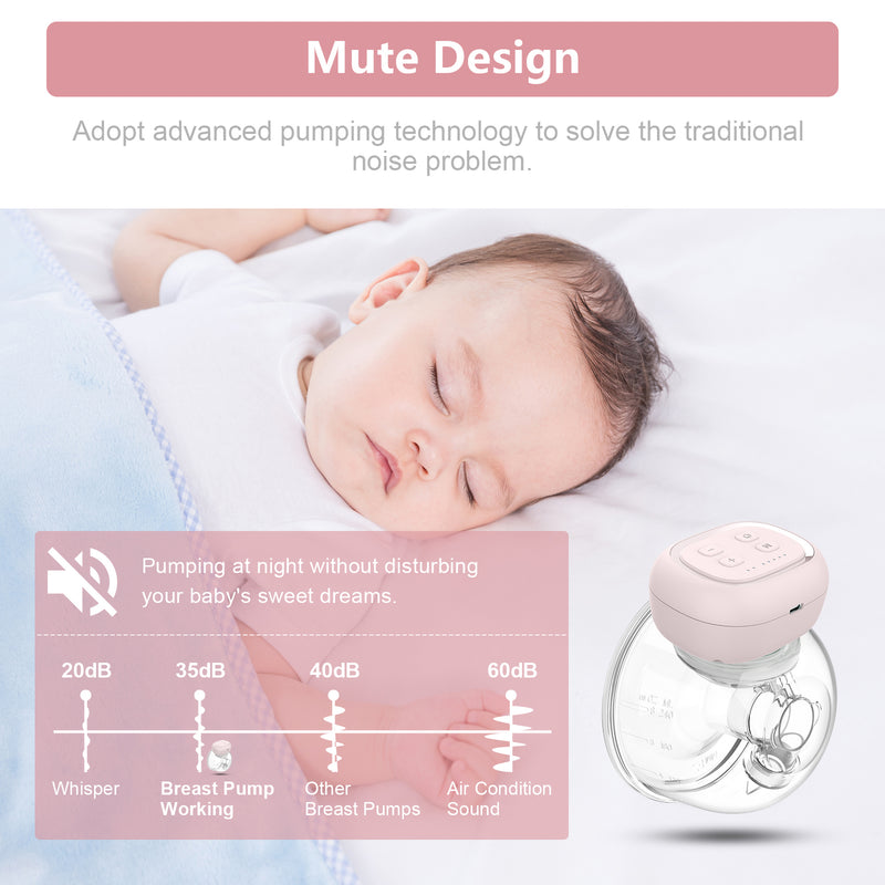 Besunny Hands Free Breast Pump Wearable Electric Breast Pump 3 Mode 10 Level Low Noise, 2 Pack Pink