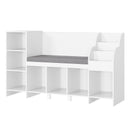 Kids Bookshelf with Reading Nook, Bookcase with Seat Cushion and Adjustable Shelf, Storage Bench with Book Rack for Bedroom, Entryway, Playroom, 15.7" D x 54.5" W x 31.5" H, White