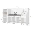 Kids Bookshelf with Reading Nook, Bookcase with Seat Cushion and Adjustable Shelf, Storage Bench with Book Rack for Bedroom, Entryway, Playroom, 15.7" D x 54.5" W x 31.5" H, White
