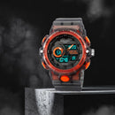 FANMIS Men's Digital Analog Outdoor Sports Watches Multi Function Military Waterproof Watch for Men LED Casual Stopwatch Alarm Tactical Army Watch Backlight, Alarm, Stopwatch (Orange)