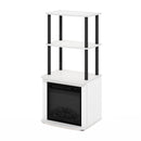 Furinno Turn-N-Tube 2-Tier Tall TV Entertainment Side Table Display Rack with Fireplace Insert, Solid White/Black