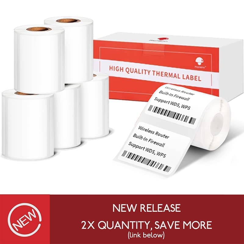 Phomemo [3x230 pcs] Labels Square Series, 1.57''x1.18'' (40x30mm) M110/ M220/ M221/ M120/ M200 Labels, White, 230 Labels/Roll, 3 Rolls, Multi-Purpose Adhesive Thermal Phomemo Original Labels