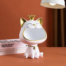 FIALAME Key Bowl for Entryway Table, Fortune Cat Statue Candy Dish for Office Desk Art Home Decor (White)