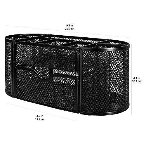 Amazon Basics Mesh Desk Office Organizer, Black, 9.25" x 4.53" x 3.94"