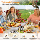 ROVSUN 5QT 6 Packs Chafing Dish Buffet Set Gold Accent, Round NSF Stainless Steel Buffet Warmer Chafers and Buffet Warmers Sets with Glass Lid & Lid Holder for Catering Events Parties Weddings Dinners