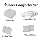 Empire Gray Floral Cotton 9 Piece Bed in a Bag Comforter Set with Sheets