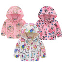UMfun Toddler Baby Spring Autumn Fashion Long Sleeved Coat Printed Hooded Zipper Windproof Jacket