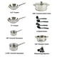 T-fal Cook & Strain Stainless Steel Cookware Set, 14 Piece Set, Dishwasher Safe