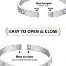 My Daily Styles Stainless Steel Womens Hinged CZ Bangle Bracelet Size 7 Inches (Silver)