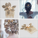 Etereauty Hair Comb Combs Fancy Accessories Decorative French Side Rhinestone Clips Accessory Flower Bridal Pearl