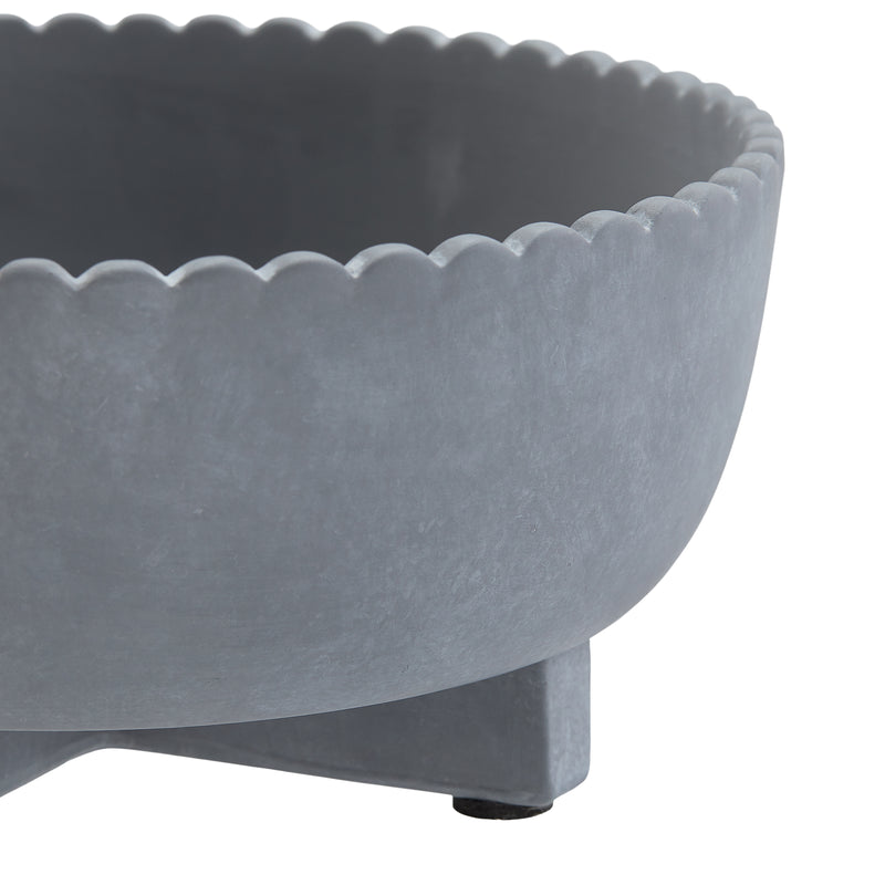 Better Homes & Gardens Pottery 8" Thalea Ceramic Scalloped Bowl with Stand, Grey