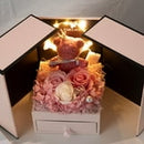 Gifts for Women,Preserved Real Red Rose Moss Bear Gifts with Necklace Jewelry Box