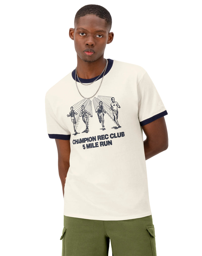 Classic Ringer Graphic T-Shirt, Rec Club Run