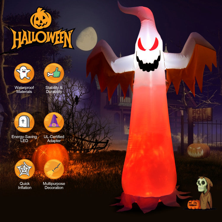 4 Feet Halloween Inflatable LED Pumpkin with Witch Hat