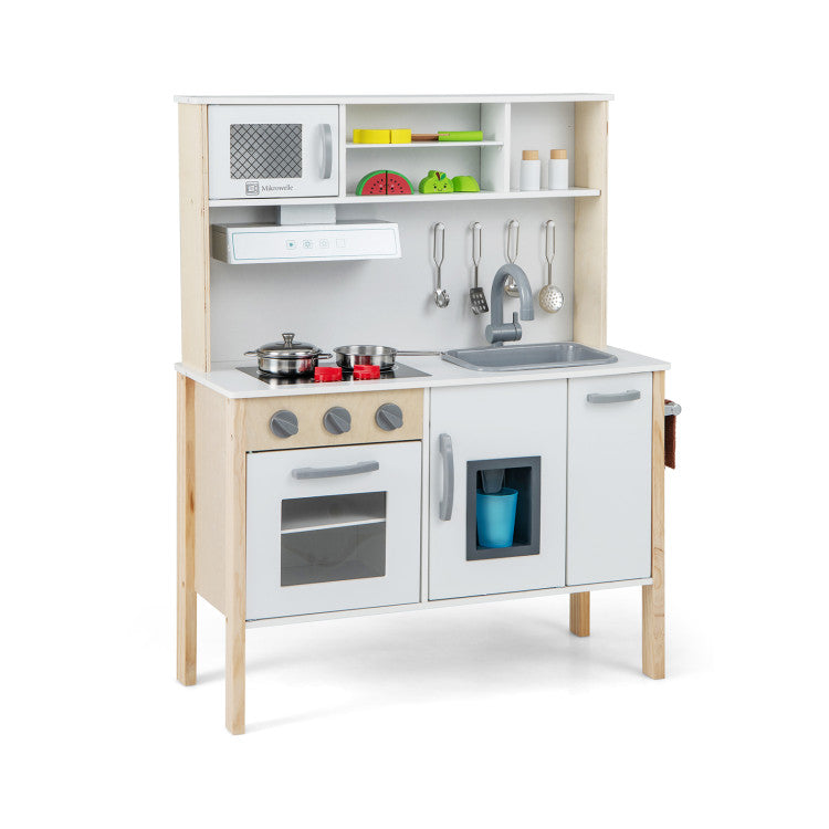 Wooden Pretend Play Kitchen Set for Toddlers