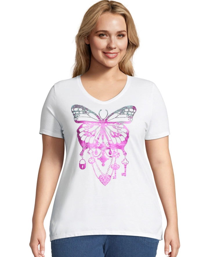 Hanes Just My Size Women's Graphic T-Shirt, Bedecked Butterfly (Plus Size)