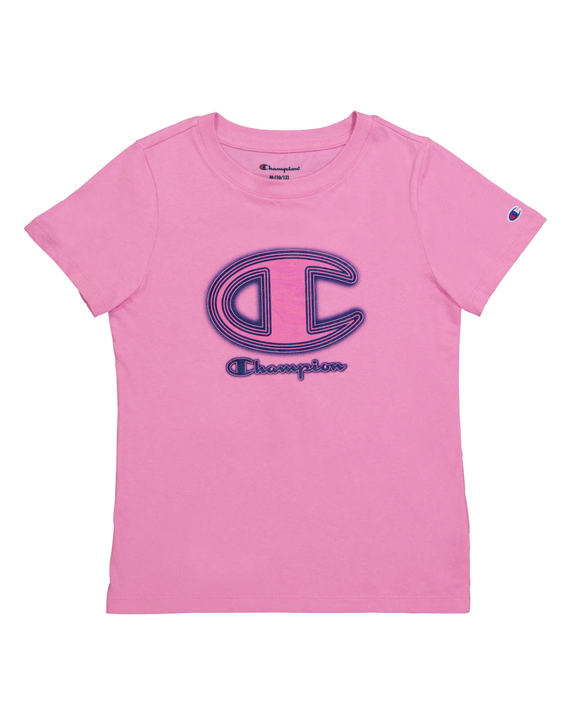 Big Girls' Crew T-Shirt, Marble Script