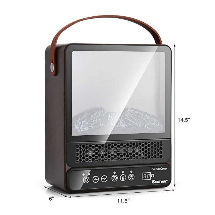 1500W Electric Fireplace Tabletop Portable Space Heater with 3D Flame Effect