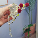 Shining Rhinestone Rose Flower Embellishment Large Hair Claw Hair Accessories