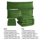 HIG 8 PCS Modern Comforter Set with Sheets All Season Bed in a Bag, Green, Queen Size