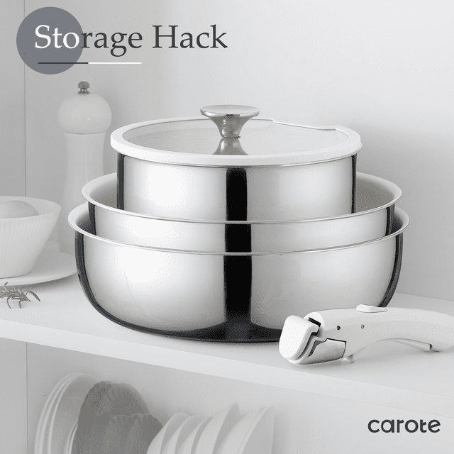 Carote Nonstick Cookware Sets, 16 Pcs Stainless Steel Non Stick Pots and Pans Set