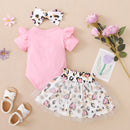 MINKIDFASHION Baby Girls Romper Dress Sets Clothes Female Pink 6-12 Months