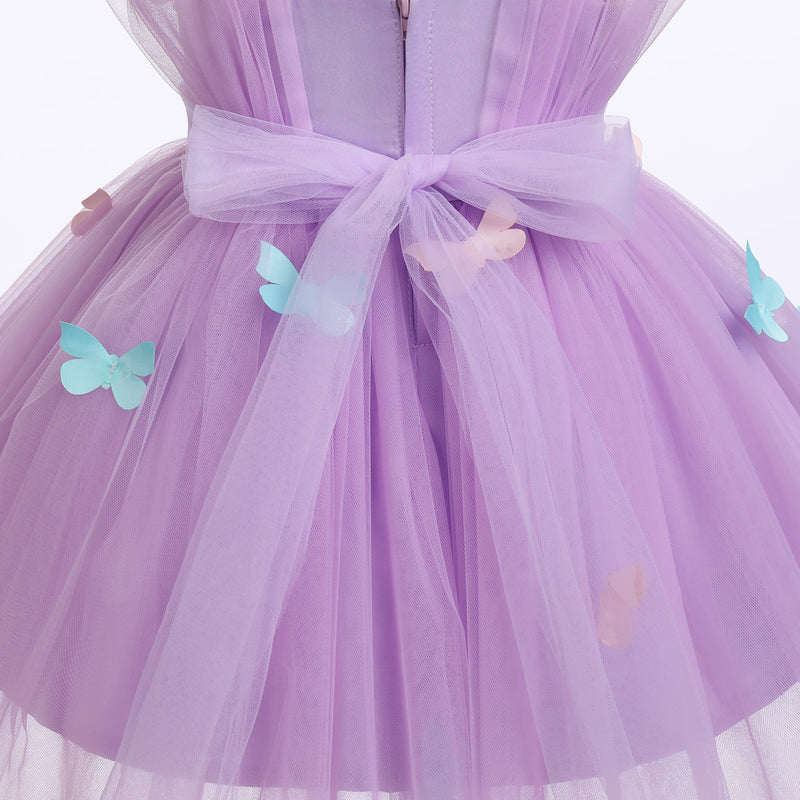 IBTOM CASTLE Toddler Baby Girls Birthday Party Dress Butterfly Embroidery Tutu Gown for Child 12-18 Months Lilac
