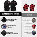 DMoose Fitness Compression Knee Wraps for Weightlifting, Gym Workouts and Crossfit, Black Straps