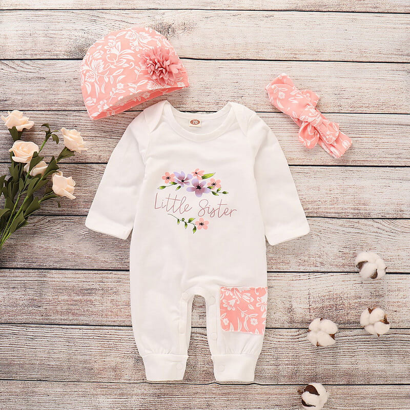 Newborn Baby Girl Clothes Baby Girl Outfits Long Sleeve Romper 3PCS Clothing Set 0--3 Months