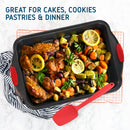 Nonstick Bakeware Set - 15 PC Baking Tray Set With Silicone Handles & Utensils - Baking Pans, Black
