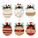 6 Pack Rustic Christmas Tree Ornaments, Farmhouse Holiday Decorations
