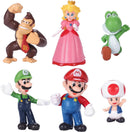 6 Packs Mario Toys Bros Super Mari Cake Topper Princess,Turtle,Mushroom,Orangutan, Action Figures 2''