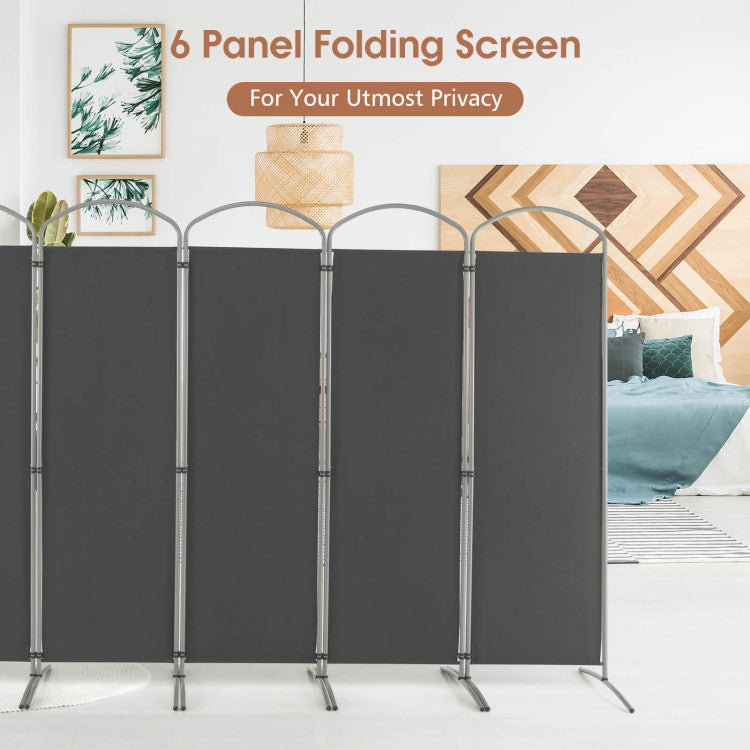 6 Feet 6-Panels Freestanding Folding Privacy Screen