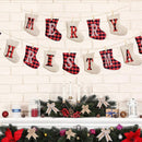 Merry Christmas Burlap Banner, Burlap and Buffalo Plaid Tree Shaped Decorations