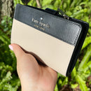 Kate Spade Staci Medium Compact Bifold Wallet Warm Beige Black Multi