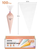 Kootek 12" Piping Bags (100Pcs), Disposable Pastry Bags Anti Burst Icing Frosting Bag Thick Cake Decorating Bags for Cookie, Cupcake, Candy, Baking Supplies Tools
