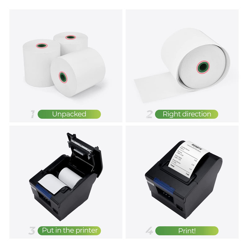 MUNBYN Thermal Paper 3 1/8 x 230ft, 10 Rolls Receipt Paper Work for Star Micronics TSP100 TSP143 Epson 80mm Receipt Printer Square POS Register, 80mm Thermal Receipt Paper, BPA Free, Plus Version