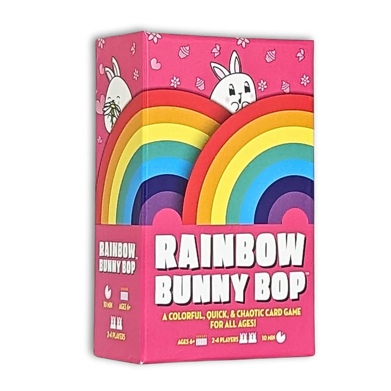 Rainbow Bunny Bop Card Game | Quick & Colorful Travel and Family Games for Kids and Adults | 2-4 Players