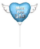 Heavenly Balloons Miss You Dad Blue Heart with Angel Wings on a Stick | Memorial Balloon for Dad (Copy)