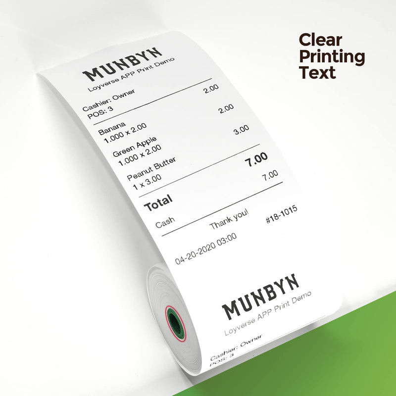 MUNBYN Thermal Paper 3 1/8 x 230ft, 10 Rolls Receipt Paper Work for Star Micronics TSP100 TSP143 Epson 80mm Receipt Printer Square POS Register, 80mm Thermal Receipt Paper, BPA Free, Plus Version