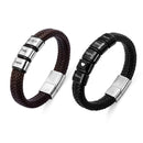 AILIN Custom Beaded Braided Bracelets For Men Lether Stainless Steel Black Brown Color