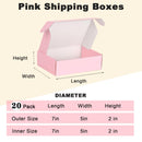 Small Shipping Boxes 7x5x2, 20 Pack Pink Mailing Boxes for Packaging Small Business, Corrugated Cardboard Samll Boxes for Shipping Packing